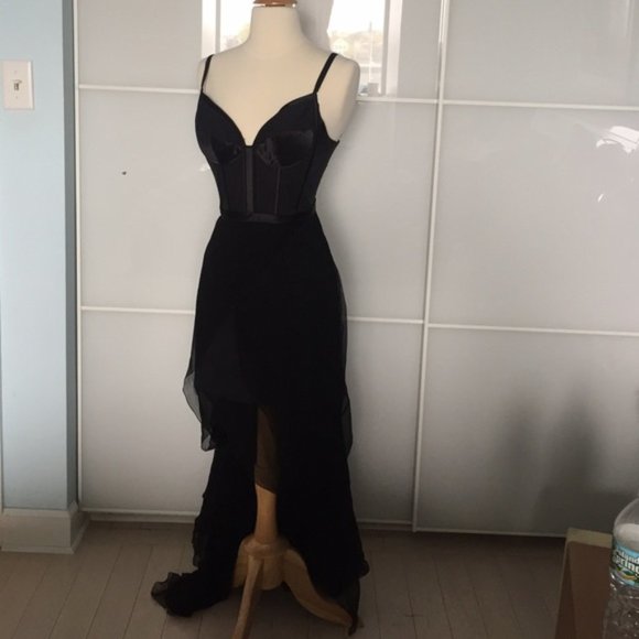 New Nina Ricci silk runway corset bustier slit mesh semisheer maxi dress gown - Picture 8 of 16